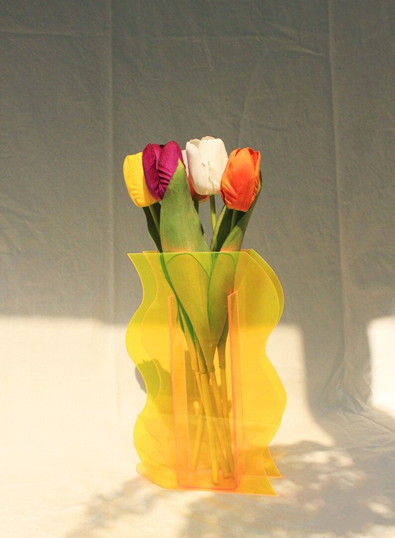 Waves Acrylic Vase Sunset Vase Acrylic Plastic Glazing Vase Etsy