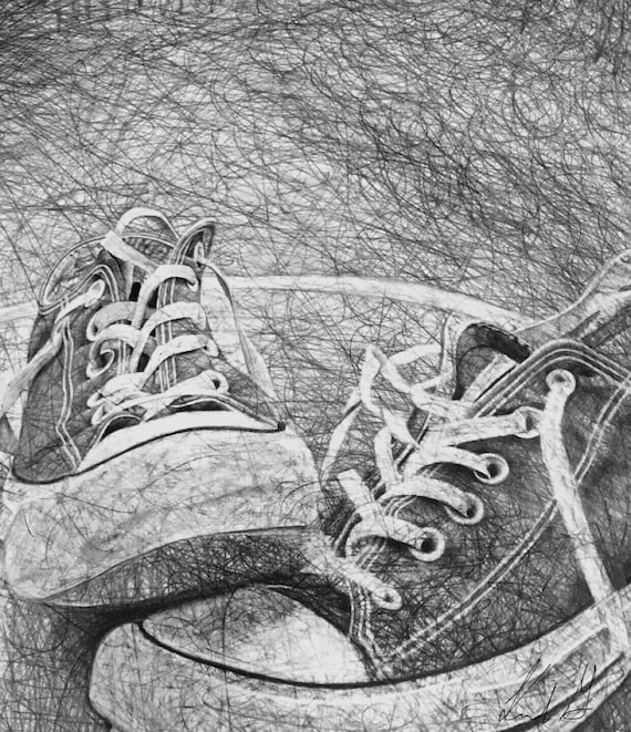 Original Pencil Drawing Art of Still Life Shoes Etsy