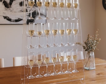 2 in 1 Champagne Wall & Donut Wall | Acrylic Display For Birthday Parties | Wedding | New Years | Bridal Party Decor