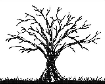 Tree Silhouette Cross Stitch Pattern