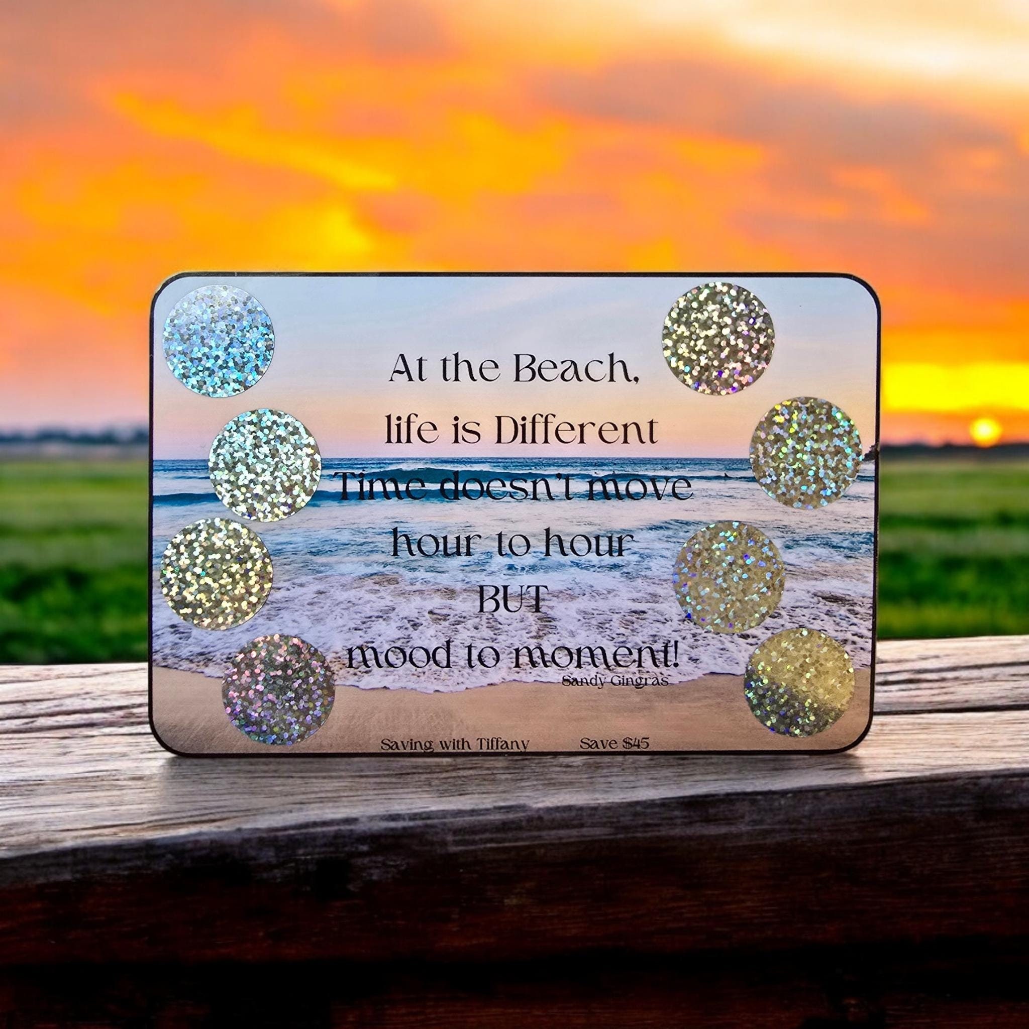 At the Beach- Save 45- Where Moments Matter More Than Time- Scratch and Save, Savings Challenge, Budgeting
