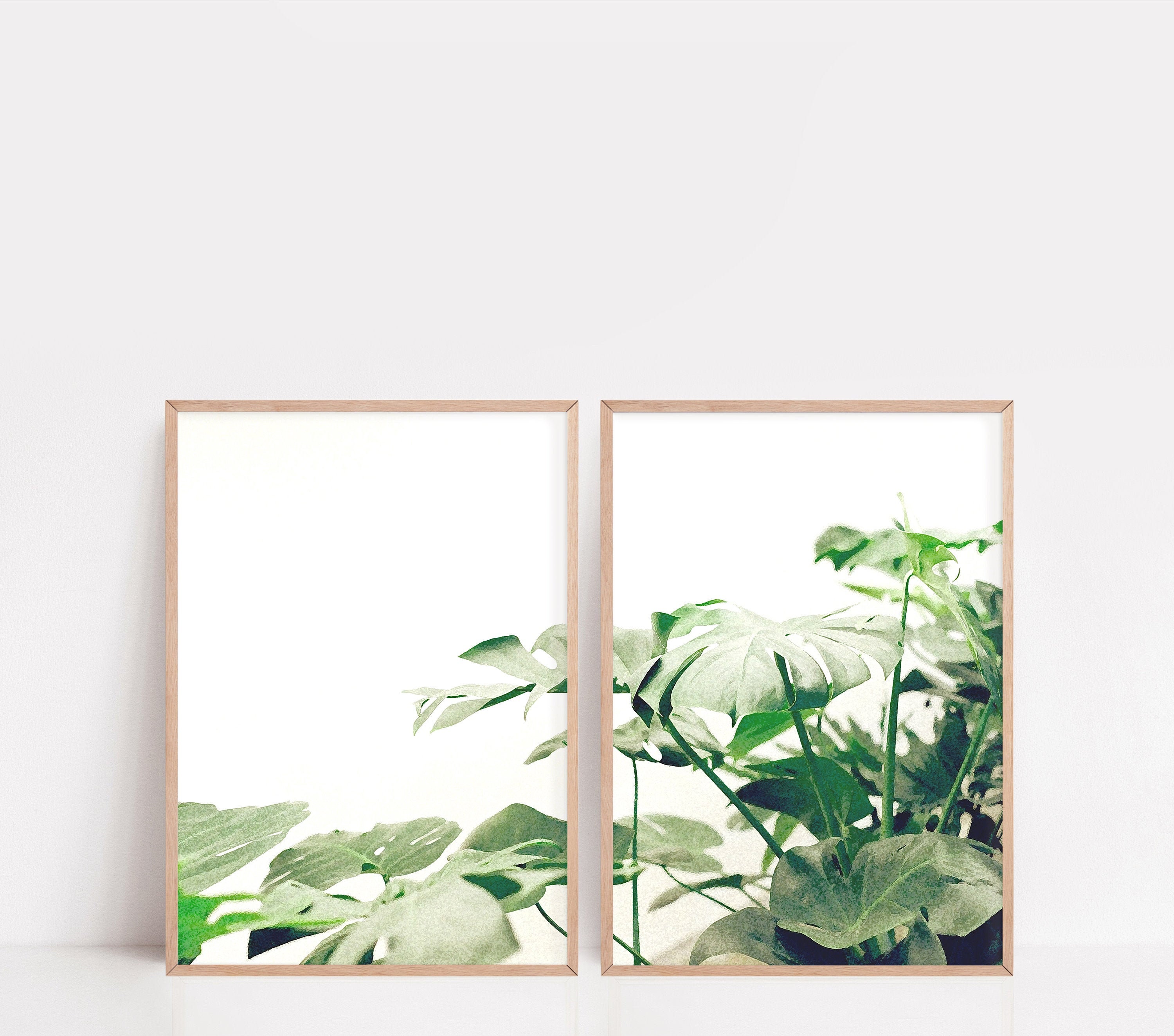 Botanische print set van 2 Digitale Download Plant Poster Etsy