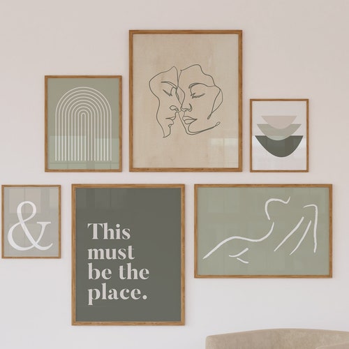 Green Gallery Wall Set Sage Green Decor Floral Wall Art Etsy