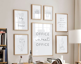 Home Office Wall Art Set, Office Wall Decor, Office Wall Art, Minimalist Home Office Decor, Work From Home Art Print, Motivational Quote