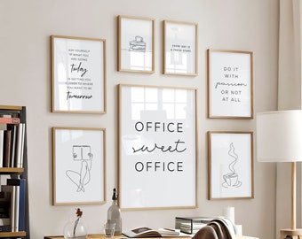 Home Office Wall Art Set, Office Wall Decor, Office Wall Art, Minimalist Home Office Decor, Work From Home Art Print, Motivational Quote