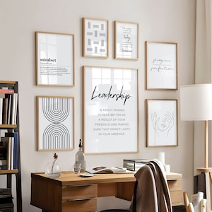 Office Gallery Wall Art, Decorazione della parete dell'ufficio, Regalo del capo, Arte stampabile della leadership, Stampe ispiratrici aziendali, Arte della parete dell'ufficio