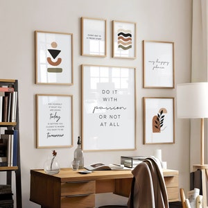 Home Office Gallery Wall Set, Boho Home Office Set, Office Wall Decor, Office Wall Art, Work From Home Art Print, Inspirational Quotes Art