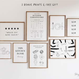 Kitchen Print Set, Kitchen Gallery Wall Art, Dining Room Print, Kitchen Wall Art, Kitchen Sign, Kitchen Decor, Modern Kitchen Wall Art