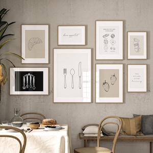 Kitchen Set of 8 Prints + 6 Bonus Prints for Free, Kitchen Bundle Prints, Kitchen Wall Art, Kitchen Gallery Wall Art, Kitchen Sign,