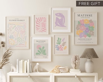 Gallery Set of 6 Matisse Wall Art, Danish Pastel Decor, Matisse Print Set, Pastel Print, Gallery Wall Art Set, Pastel Aesthetic Art Print