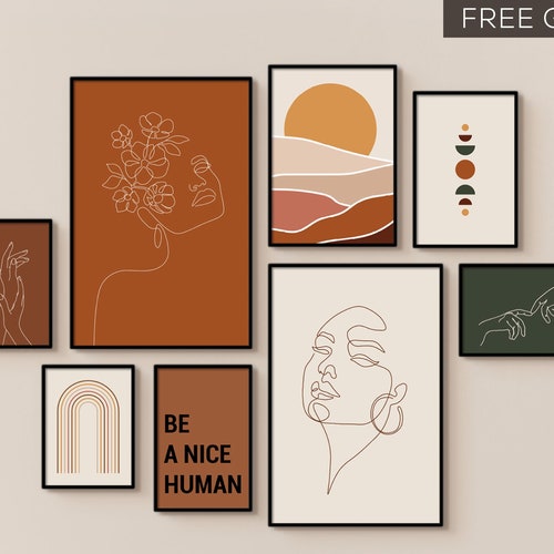 Gallery Wall Art Set Boho Wall Decor Set of 6 Terracotta Etsy