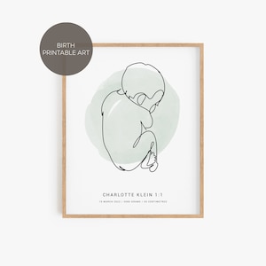Arte de nacimiento a escala, El póster de nacimiento en escala 1: 1, Impresión personalizada para recién nacidos, Regalo del día de la madre, Impresión de nacimiento, Regalo para nuevos padres, Regalo para madres primerizas