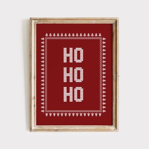 Ho Ho Ho Wall Art, Red Christmas Decor, Kitschy Christmas Wall Art, Modern Christmas Art, Holiday Wall Art, Christmas Print, Xmas Art