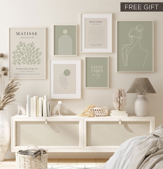 Sage Green Wall Art Set Gallery Wall Art Set of 6 Abstract Etsy UK