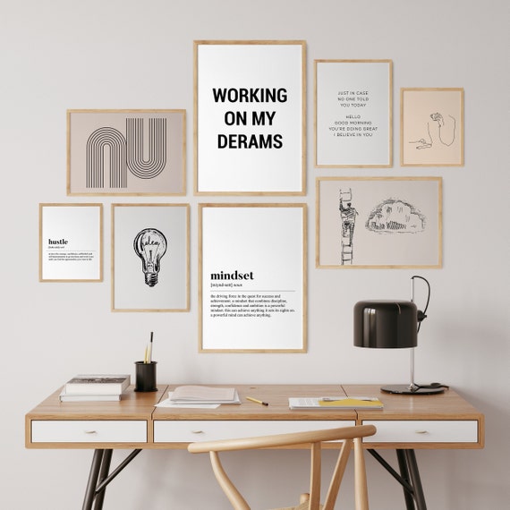 Office Wall Art Set of 8 6 Bonus Prints for Free Home | Etsy