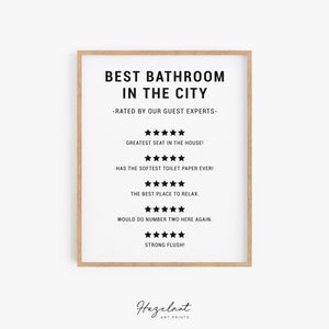 Funny Bathroom Review Print, Best Bathroom in the City, Toilet Review, Bathroom Decor, Bathroom Art, Funny Bathroom Sign