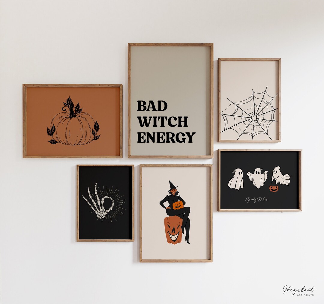 Halloween Wall Art Set, Halloween Gallery Wall, Halloween Decor, Spooky ...