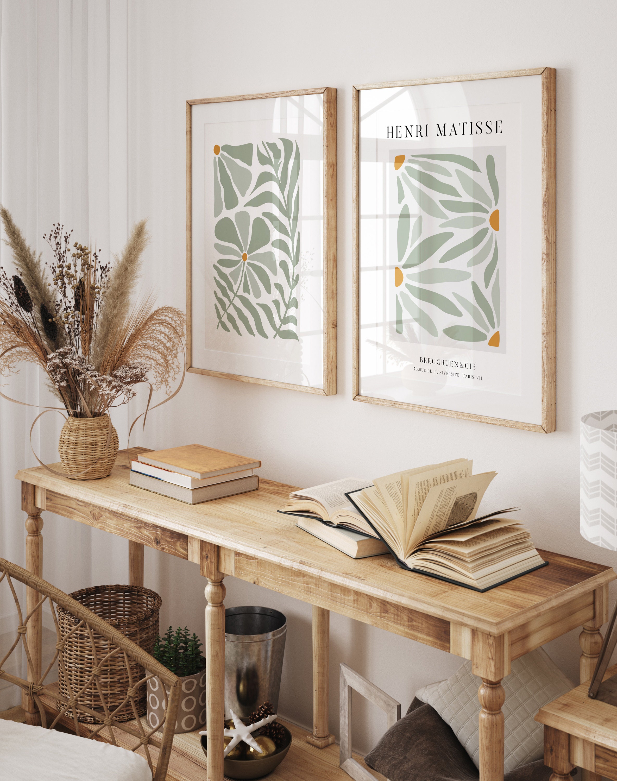 Sage Green Bathroom Wall Art, Abstract Botanical Print Set, Matisse Inspired Poster, Minimalist 3 Piece Wall Art, Instant Download
