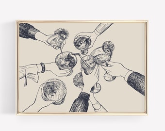 Cheers Wall Art, Cheers Print, Bar Cart Print, Bar Wall Decor, Bar Printable, Cocktail Print, Cocktail Wall Art, Bar Art, Cocktail Bar Art