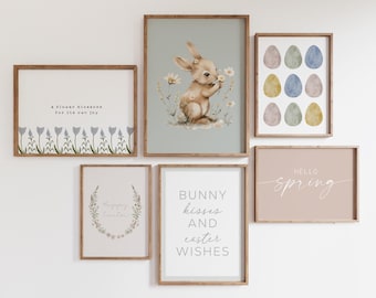 Easter Printable Wall Art, Happy Easter Print, Easter Decorations, Easter Digital Art, Spring Wall Art, Easter Bunny Wall Art, Easter Decor