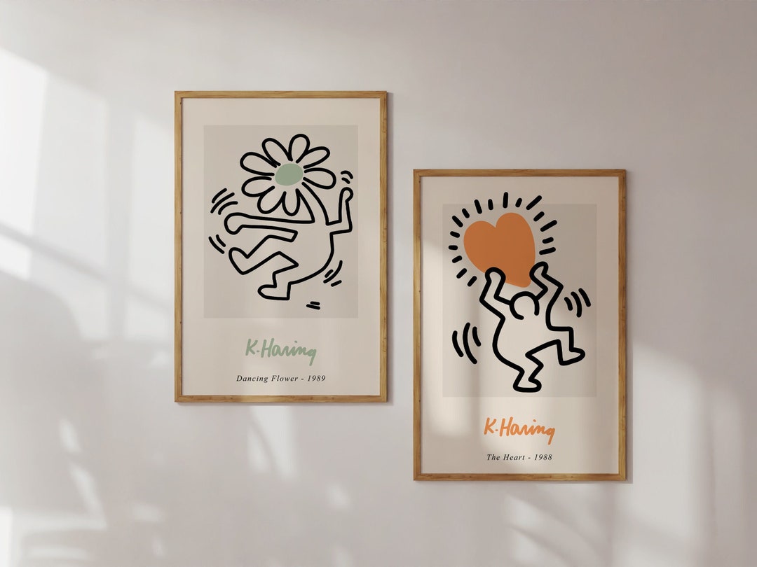Keith Haring Print Set of 2 Prints, Keith Haring the Heart, Keith ...