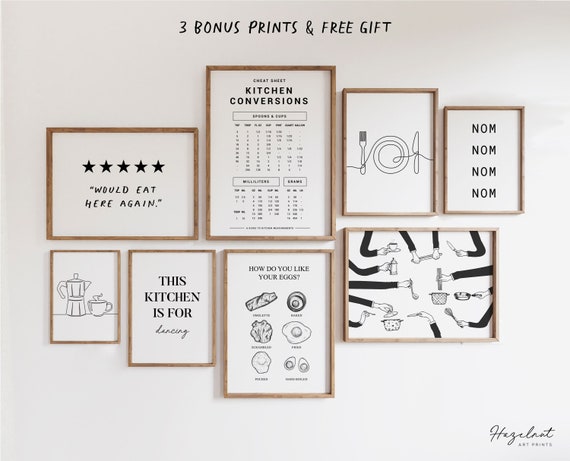 kitchen decor | kitchen prints | kitchen wall art |... Kitchen Print Set Kitchen Gallery Wall Art Dining Room - Etsy