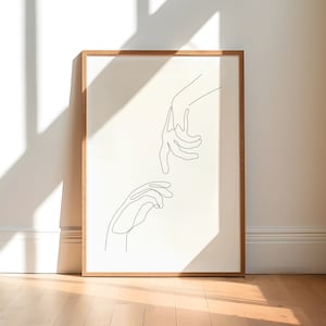 Hands Line Art, Fine Line Hands Printable, Couple Wall Art, One Line Drawing, Black and White Art, Minimal Wall Art, Minimalist Printable