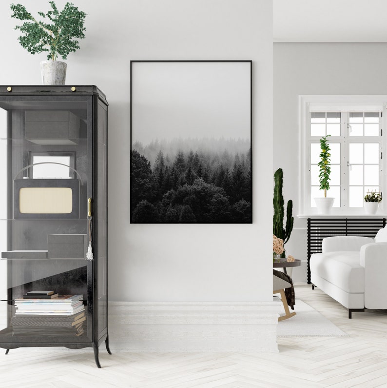 Black and White Gallery Wall Art Set of 6 Black Abstract Etsy