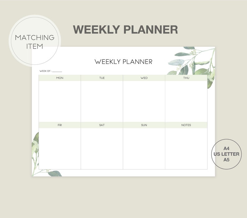 Landscape Weekly Planner Printable Weekly Planner Weekly | Etsy