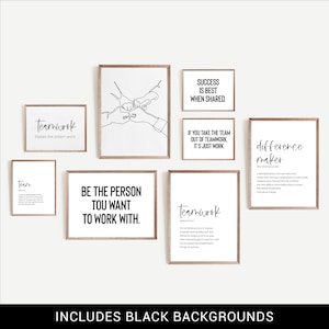 Team Office Decor, Office Gallery Wall Set of 8, Office Wall Art, Desk Decor Women, Teamwork Definition Posters, Teamwork Quote, Office Art