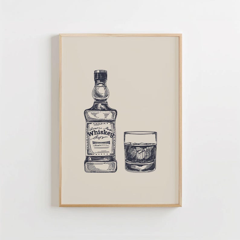 Whiskey Wall Art, Bar Cart Wall Art, Bar Cart Decor, Bar Art Print, Bar Decor, Whiskey Art, Vintage Bar Wall Art, Printable Bar, Bar Styling