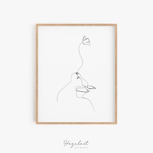 Cat Line Art, Cat and Butterfly Line Art, Minimal Wall Art, Scandinavian Print, Minimal Baby Room Print, Sketch Art