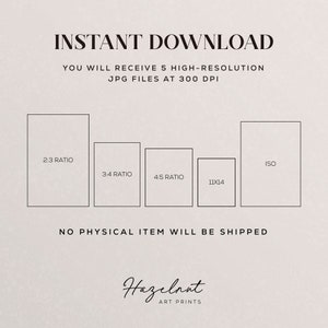 Puede incluir: Anuncio de impresiones de arte digital con el texto "DESCARGA INSTANT&Aacute;NEA". La imagen muestra contornos de rect&aacute;ngulos con proporciones: 2:3, 3:4, 4:5, 11x14 e ISO. El texto indica que se proporcionar&aacute;n 5 archivos JPG de alta resoluci&oacute;n a 300 DPI.