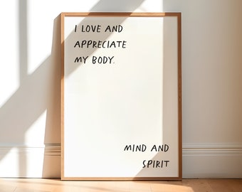 Body Positive Quote Print, Feminist Wall Art (Digital Download)