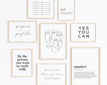 Office Gallery Wall Art Set, Office Wall Decor, Home Office Wall Art, Office Print, Inspirational Art, Modern Office Art, Workplace Posters