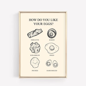 Kitchen Wall Art, How Do You Like Your Eggs Print, Eggs Art, Kitchen Sign, Brunch Print, Kitchen Decor, Dining Room Art, Kitchen Print