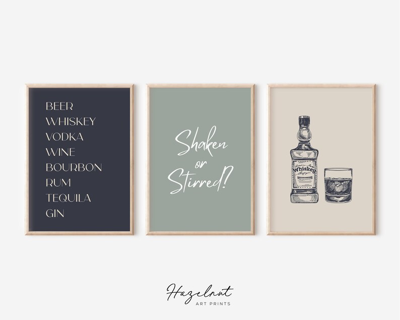 Bar Gallery Wall Art Set of 8 2 Bonus Prints for Free Bar Etsy