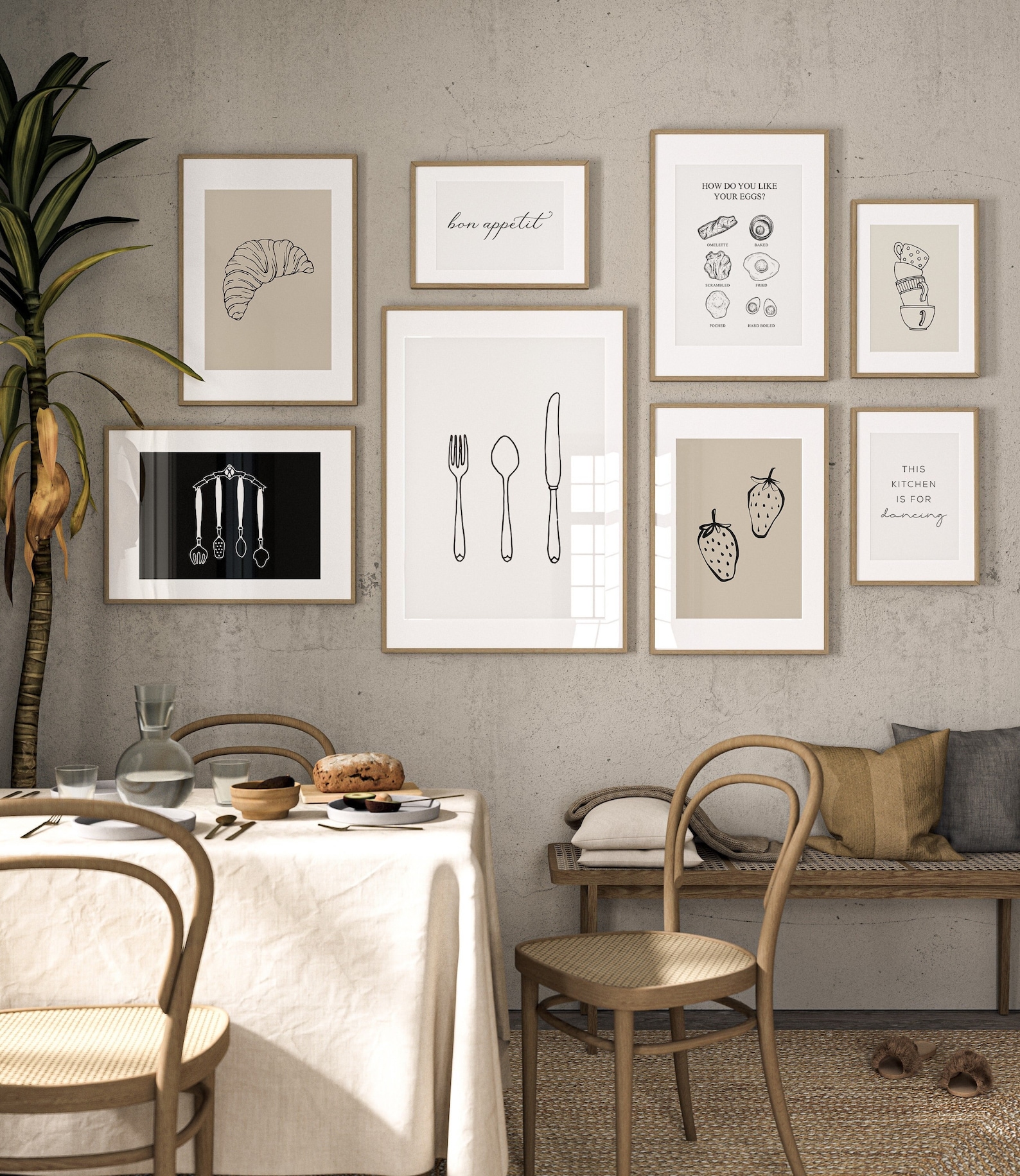 Kitchen Set of 8 Prints + 6 Bonus Prints for Free, Kitchen Bundle ...