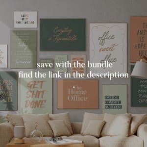 Green Office Art, Home Office Wall Art Set, Trendy Office Wall Art ...