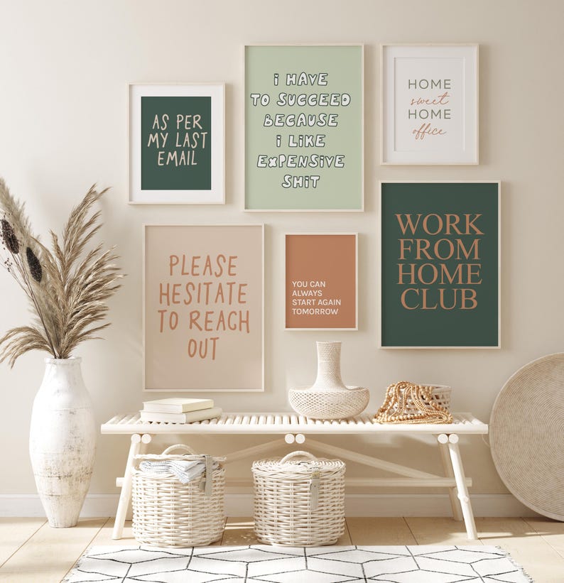 Home Office Wall Art Set, Office Wall Art, Home Office Decor, Cute ...