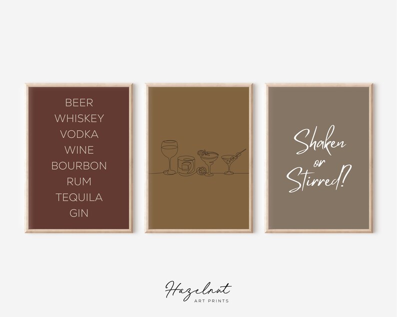 Bar Gallery Wall Set of 8 2 Bonus Prints for Free Bar Cart Etsy