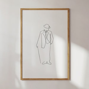 Gentleman Print, Gentlemen Line Art, Man Line Art, Minimalist Wall Art, Simple Line Art, Gifts For Him, Vintage Wall Art, Men Art