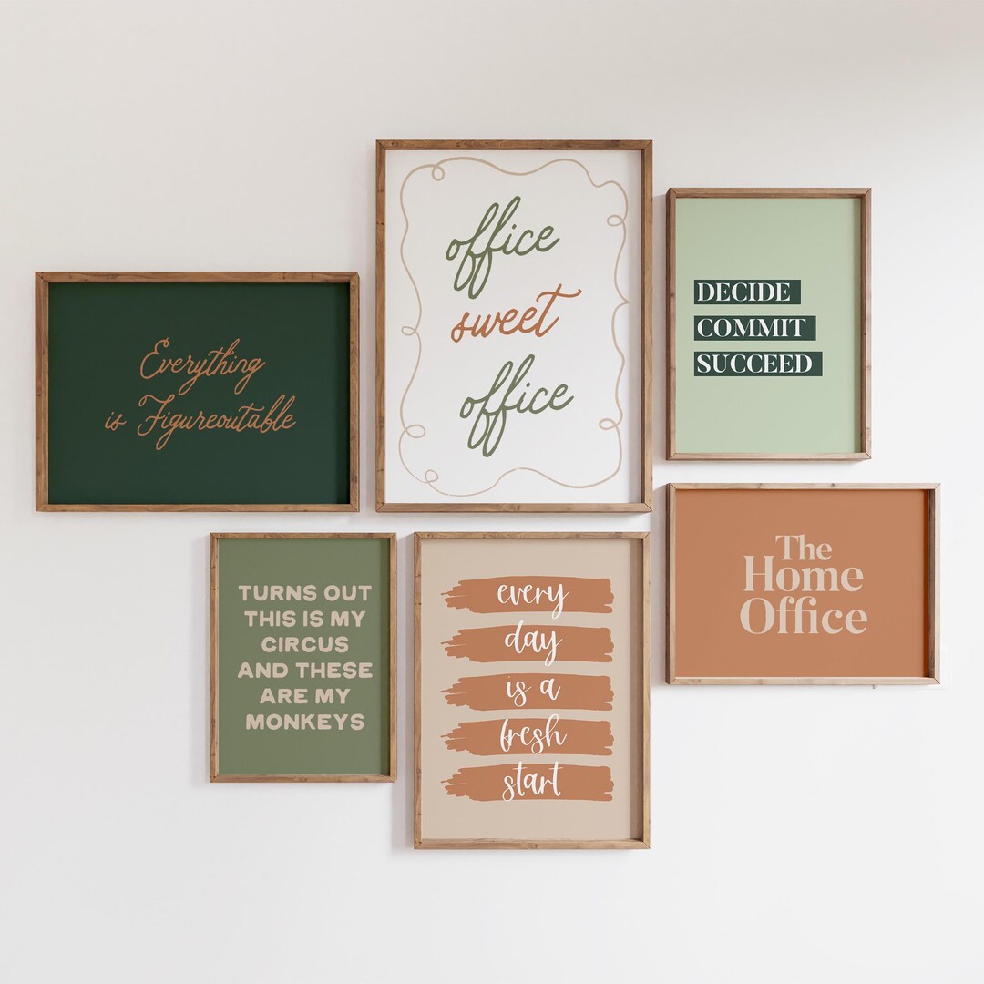 Green Office Art, Home Office Wall Art Set, Trendy Office Wall Art ...