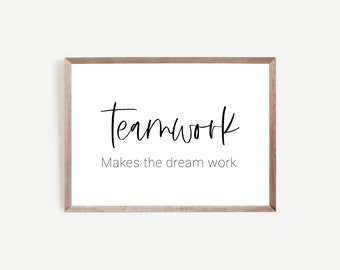 Teamwork Definition Poster, Teamwork Wall Art, Teamwork Printable, Office Decor, Motivational Office Art, Growth Mindset Posters