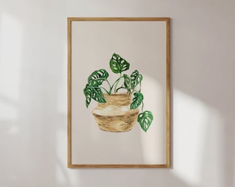 Boho Plant Pot Wall Art, Plant Wall Art, Botanical Print, Boho Botanical Print, Plant Lover Gift, Plant Lady Art, Plant Art Print, Green Art