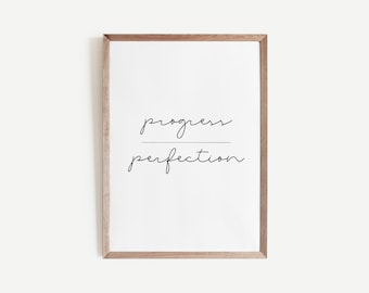 Progress Over Perfection Print, Inspirational Quote Art (Digital Download)