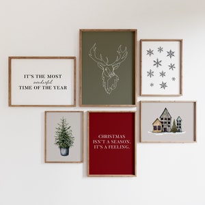 Weihnachtsgalerie Wandkunst, Weihnachtsdekor, Boho Weihnachtskunst, Weihnachtsdruck, Urlaubsdekor, druckbare Wandkunst, klassische Weihnachtskunst