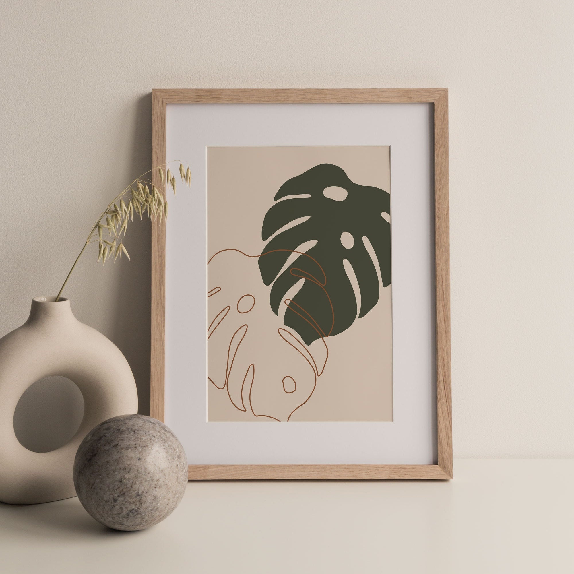 Botanical Art Print, Tropical Leaf Wall Art, Neutral Home Decor ...