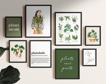 Plant Gallery Wall Art, Plant Wall Art, Plant Lover Art, Plant Wall Decor, Botanical Wall Art, Plant Lover Gift, Aesthetic Wall Art