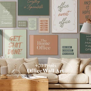 Home Office Wall Art Set, Office Wall Art, Home Office Decor, Cute Office Decor, Green and Orange Office Art, Work Poster, Trendy Office Art